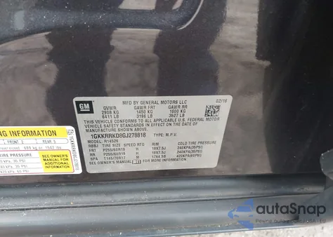 2016 GMC Acadia Slt-1 z USA, uszkodzony, nr VIN 1GKKRRKD8GJ278818